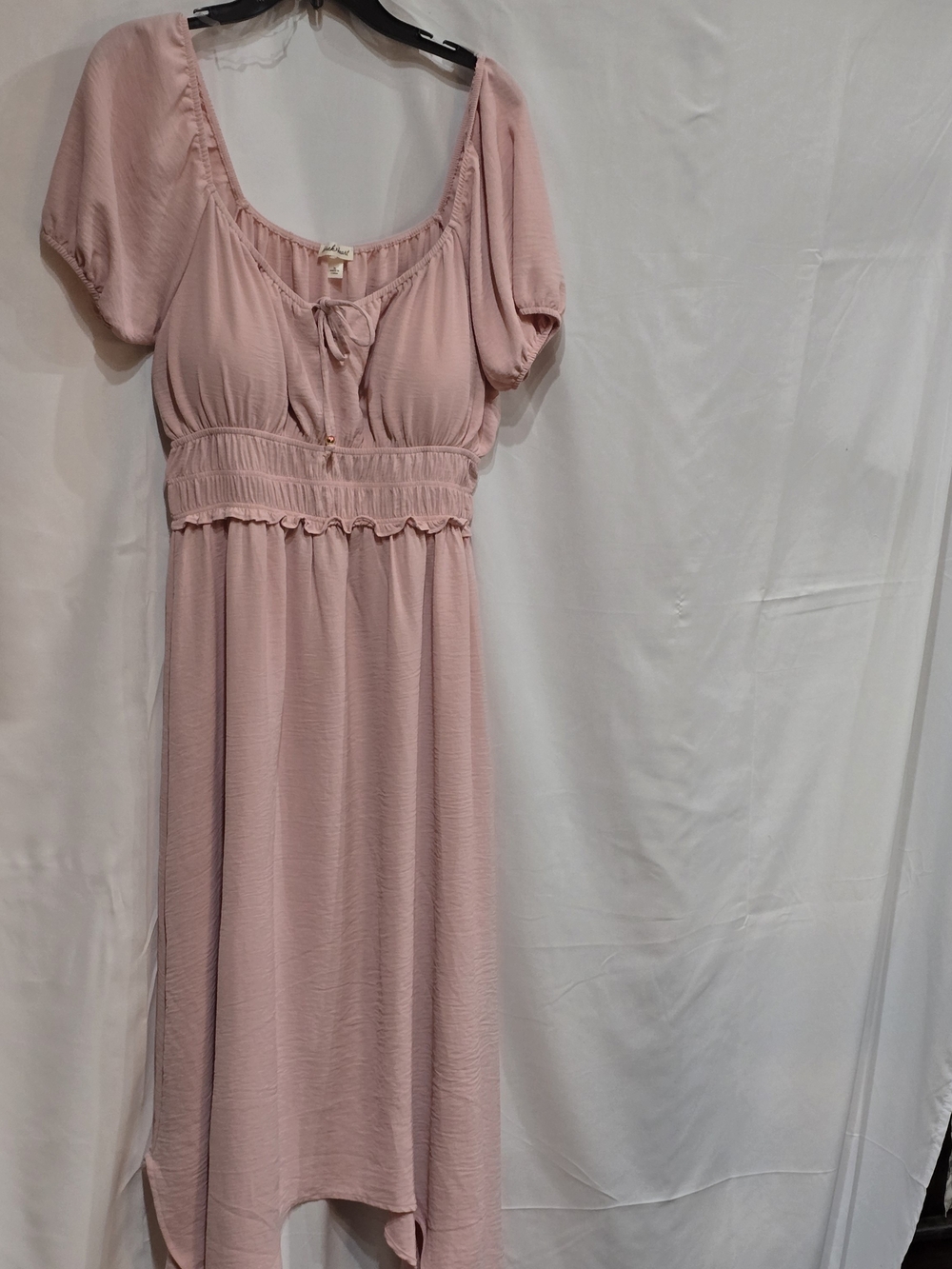 Derek Heart XL Dress Dusty Pink w/Smocked Waist Sweetheart Neckline Cottagecore - Picture 2 of 6